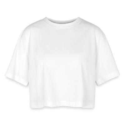 Oversized Cropped T-Shirt von vorne zu sehen in weiß, als Freisteller.