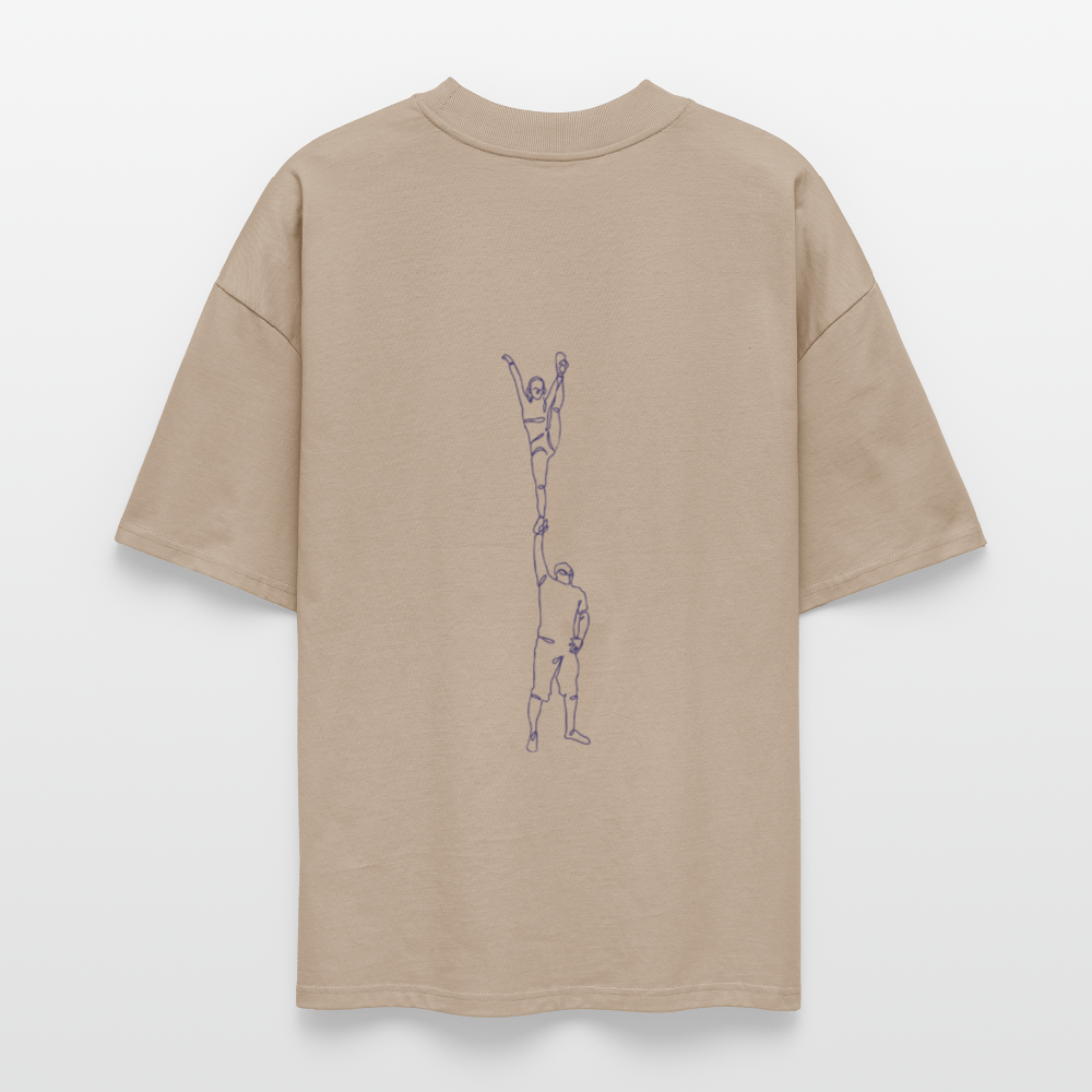 Cheer Oversized Organic T-shirt - Partnerstunt One Line - stone