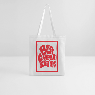Tote Bag - white with red Print: Best cheer friendts, on white background.