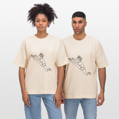 Cheer-Jump Oversized Organic T-shirt - natural raw