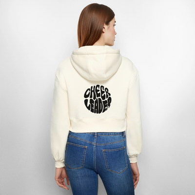 Cheerleader Oversized Cropped Hooded Jacket - nature