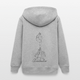 Peewee/Junior Organic Teen Hooded Jacke in heather grey ist hier au weißem Hintergrund zu sehen. Die Jacke hat eine Kapuze und eine One-Line Grafik als Cheerleader Groupstunt. Die Jacke hat einen Backprint. Man sieht sie hier von hinten.