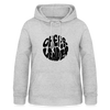 Hoodie mit Kapuze und Kangaroopocket. Die Kapuze hat Schnüre. Der Aufdurck ist: Cheerleader in einem runden Kreis in wobbly Schrift. Der Pullover ist grau.