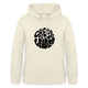 Hoodie mit Kapuze und Kangaroopocket. Die Kapuze hat Schnüre. Der Aufdurck ist: Cheerleader in einem runden Kreis in wobbly Schrift. Der Pullover ist vanille.
