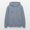 Ein hellblauer Pullover mit dem Wort Cheer vorne auf der rechten Brusthöhe. Es ist ein Hoodie mit Kapuze und Kordeln und Kangarootasche. 