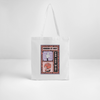 Tote Bag in weiß mit dem Motiv cheer it out for the win im illustrativem Comictslye gehalten in den Farben Rosa, Rot und Schwarz und dem Symbol Pompom und einer Hand mit überkreuzten FIngern. Die Tasche steht auf weißem Untergrund vor einer weißen Wand.