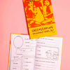 cheerleading friendship book for peewees. You can see one book with the yellow and orange cover with peewee cheerleader on it and one open book with black and white pages, that you can colour. The open book shows the sites where you write down your bio. 